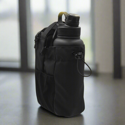 Large Capacity Magnetic Water Bottle Holder Gym Bag with Cell Phone Pocket and Strong Magnet Attachment